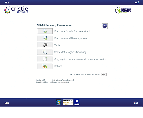 NBMR main menu