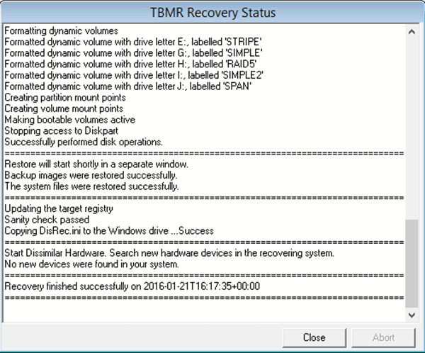 recovery status complete