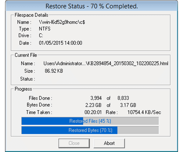 restoring files